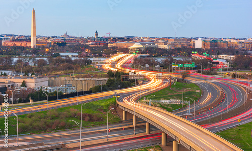 Washington DC, USA Highways at Dusk