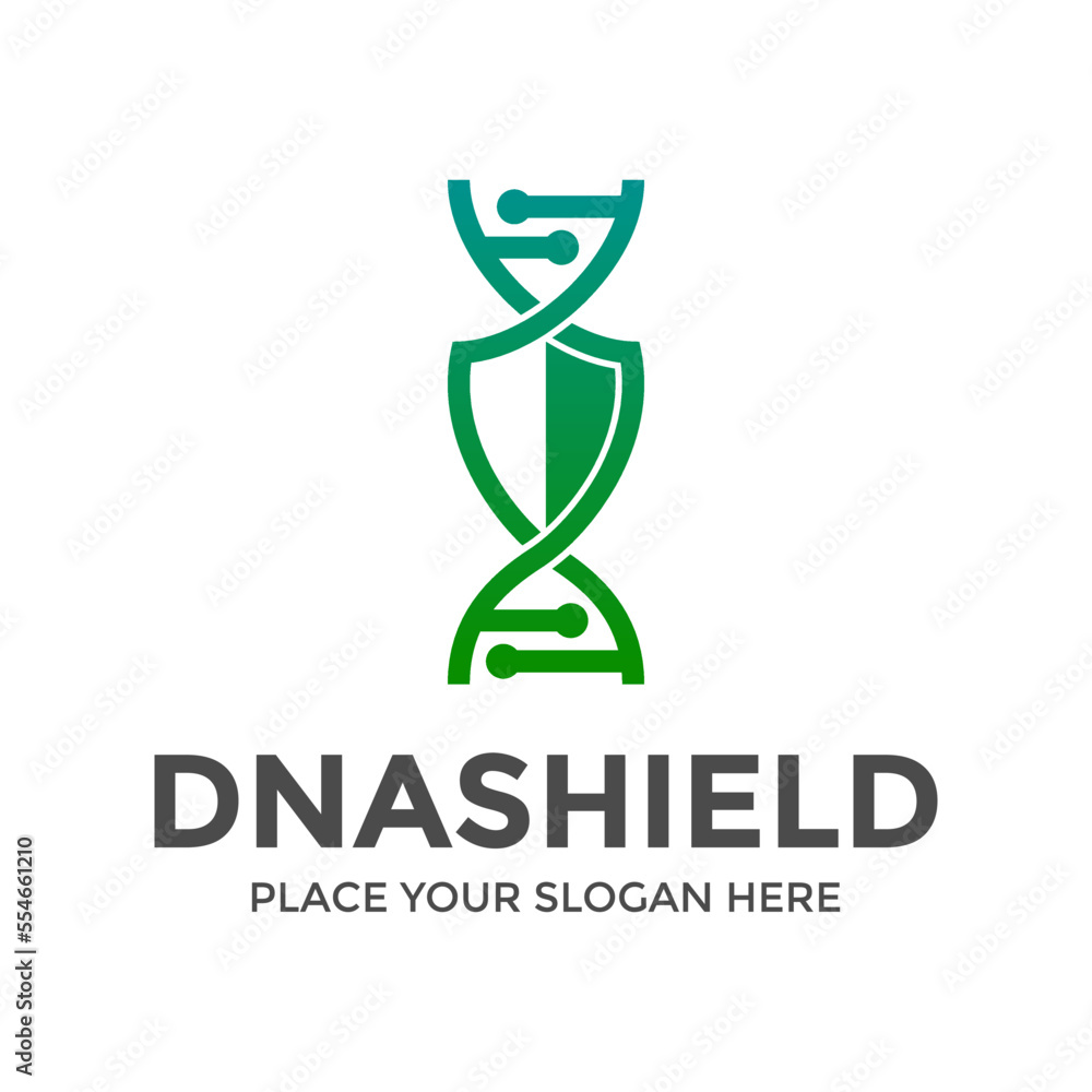 DNA shield vector logo template. This design use chromosome symbol. Suitable for science. DNA shield vector logo template. This design use chromosome symbol. Suitable for science.