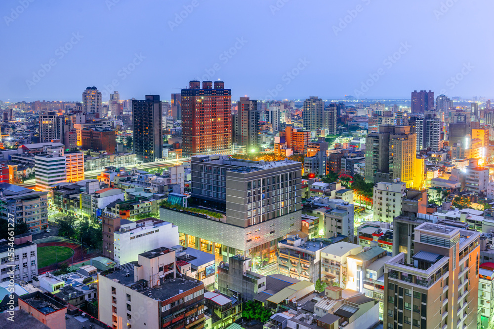 Hsinchu, Taiwan Downtown Cityscape at Dusk