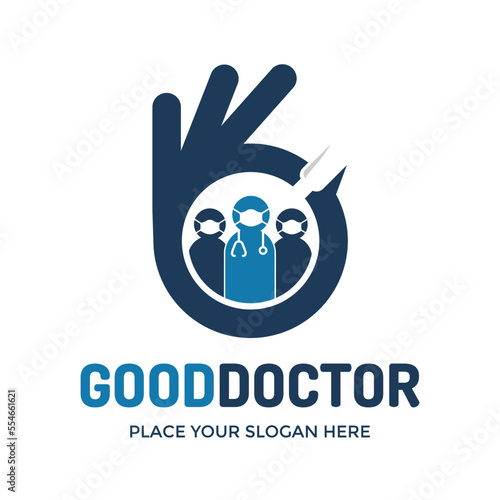 Good doctor vector logo template. This design use paramedic symbol. Suitable for search best medical practitioner.