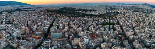 Aerial view around the capitol city Athens in Greece on an early sunny morning in fall. © GDMpro S.R.O