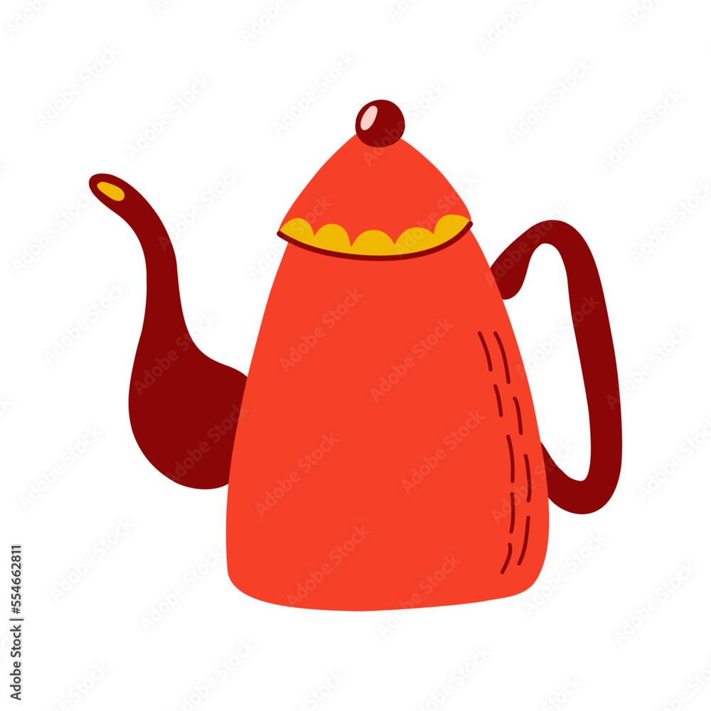 Ceramic kettle. Traditional drink crockery. Handmade tableware. Vector illustration isolated on white background.
Ceramic kettle. Traditional drink crockery. Handmade tableware. Vector illustration isolated on white background.