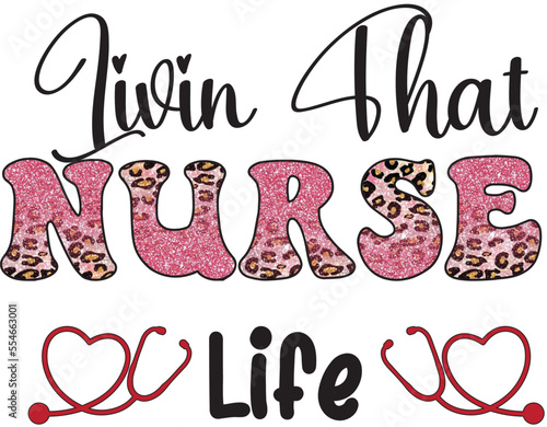 Nurse Sublimation Colorful Grunge Graphics for Print on Demand Industry. Eye-catching Leopard Skin Illustration Typography  for Nurse Professionals Apron and Clothing. 