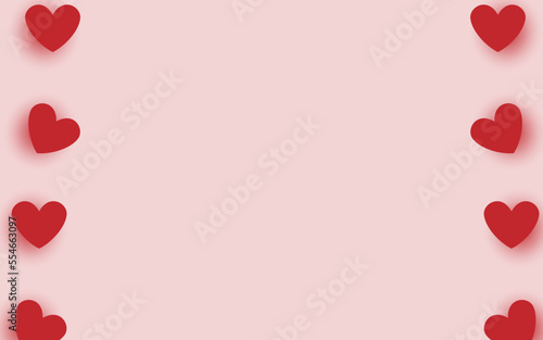 Paper elements in shape of heart on pink background. Vector symbols of love for Happy Women's, Mother's, birthday greeting card design.	