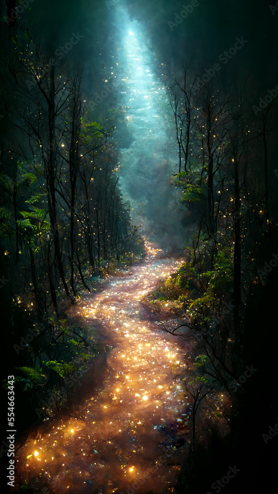 Mystery condition red river flowing in dark forest. Outdoor red river background. 16:9 phone wallpaper. 3D illustration.
Mystery condition red river flowing in dark forest. Outdoor red river background. 16:9 phone wallpaper. 3D illustration.