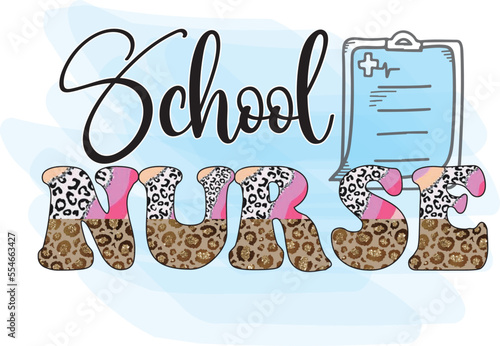 Nurse Sublimation Colorful Grunge Graphics for Print on Demand Industry. Eye-catching Leopard Skin Illustration Typography  for Nurse Professionals Apron and Clothing. 