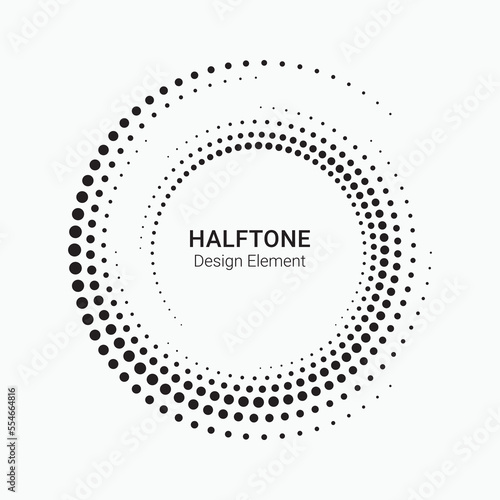 Abstract dotted circles. Halftone dots in circular form. Vector logo. Design element for various purposes.	