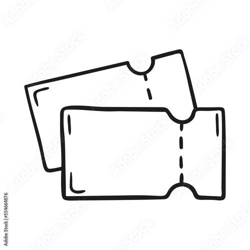 Entrance ticket vector hand drawn icon. Raffle ticket symbol in doodle style.