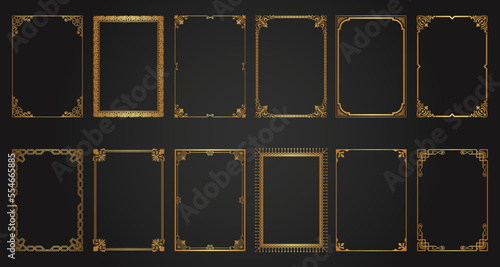 Retro decorative frames, ornamental frame, vintage rectangle ornaments and ornate borders. Decorative wedding frames, antique museum picture border, or deco dividers. Isolated icons vector set