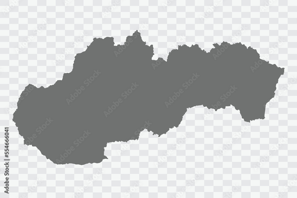 Slovakia Map grey Color on White no demarcation line Background  Png