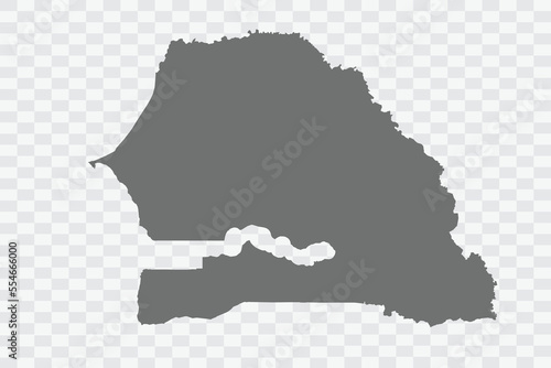 Senegal Map grey Color on White no demarcation line Background  Png