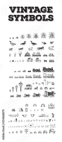 Typographic symbols used in printing in the 19th century