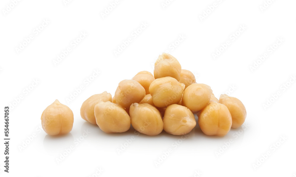 Cooked chickpea or Egyptian pea isolated on white background Cooked chickpea or Egyptian pea isolated on white background