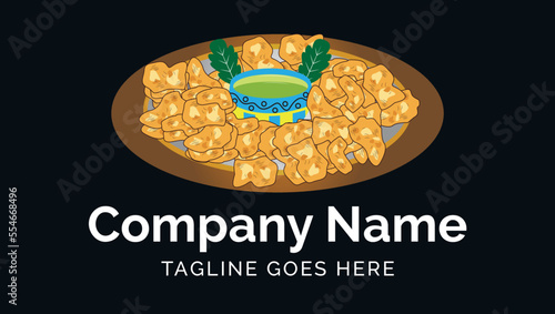 Pakora Traditional Asian Food Vector Illustration Logo Design Template