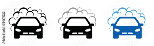 Car wash icon vector. Carwash icon sign symbol. Cleaning car with soap bubble or smoke icon button for apps or websites, symbol illustration