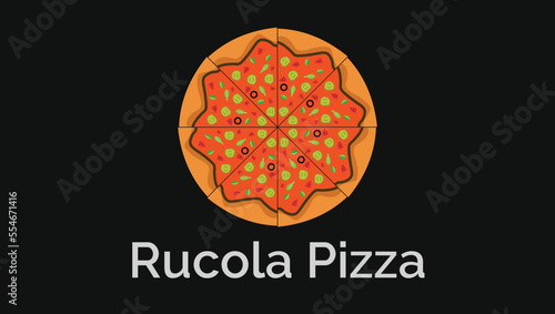 Delicious Rucola Pizza Traditional Asian Food Vector Illustration Logo Design Template
