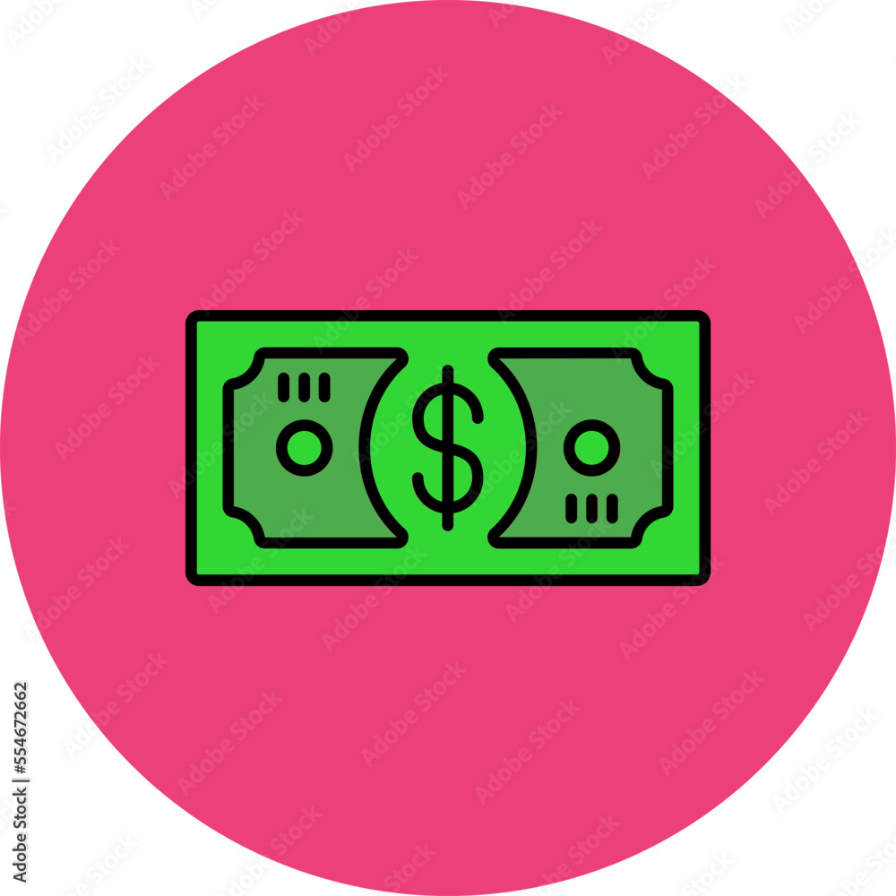 Banknote Multicolor Circle Filled Line Icon Banknote Multicolor Circle Filled Line Icon