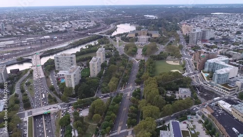 Beautiful Philadelphia Cityscape with Museum of Art, Vine Street Expressway, Schuylkill River in Background. Philadelphia photo