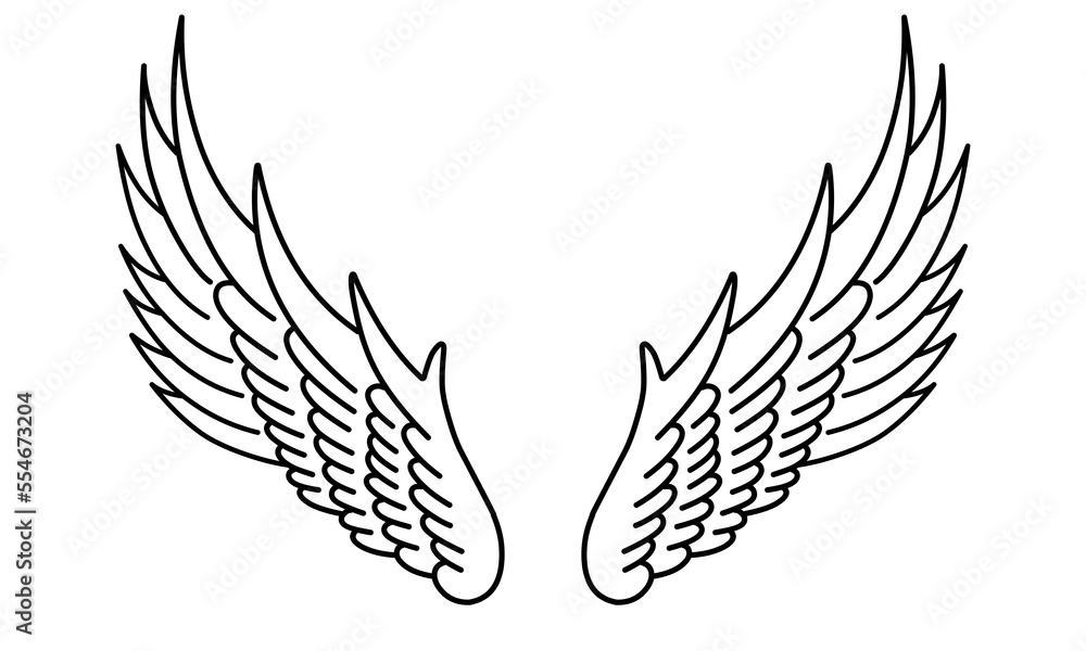 vector angel wings line art style Stock Vector | Adobe Stock