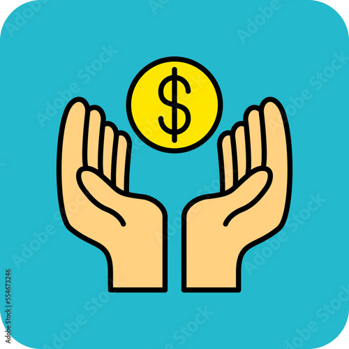 Savings Multicolor Round Corner Filled Line Icon