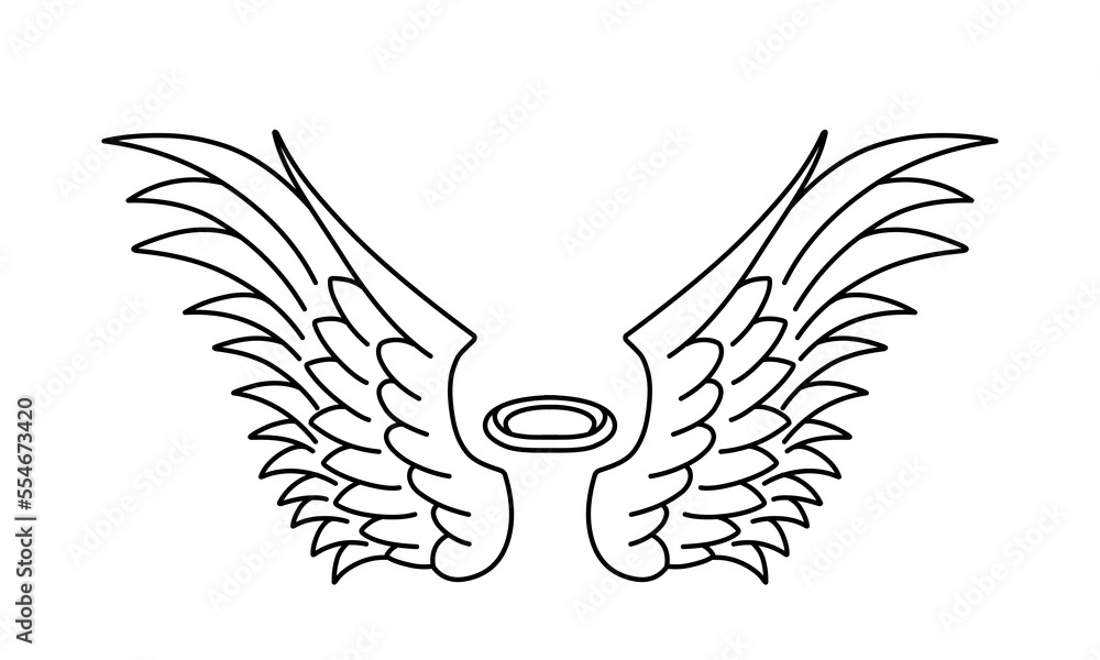 vector angel wings line art style Stock Vector | Adobe Stock