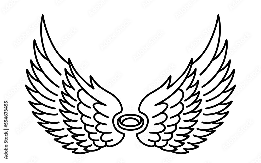 vector angel wings line art style Stock Vector | Adobe Stock