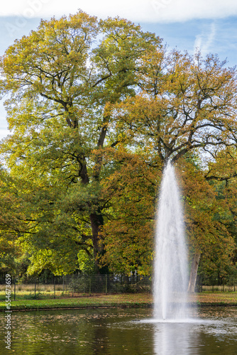 Fountain in estate and park Nienoord in Leek municipality Westerkwartier Groningen province in The Netherlands