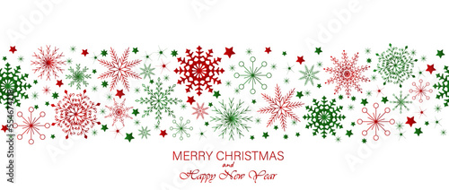 New Year and Christmas background with snowflakes. With space for text. Festive background for invitations, postcards, printing