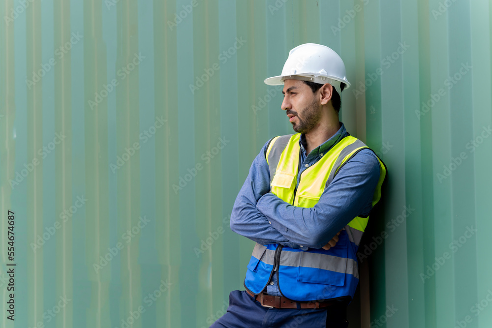 male engineers in a container shipping company Consulting to check the order for the container that is responsible male engineers in a container shipping company Consulting to check the order for the container that is responsible