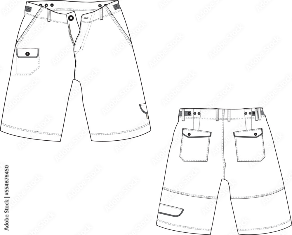 MEN AND BOYS WEAR BOTTOMS SHORTS FRONT AND BACK FLAT DESIGN VECTOR MEN AND BOYS WEAR BOTTOMS SHORTS FRONT AND BACK FLAT DESIGN VECTOR