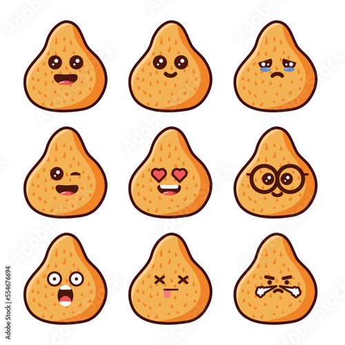 CUTE EMOTICONS SET OF COXINHA LATINA FOOD