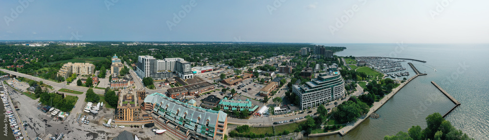 Aerial panorama of the Bronte area of Oakville, Ontario, Canada