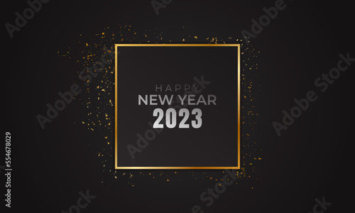 Happy new year 2023 gold glitter luxury background