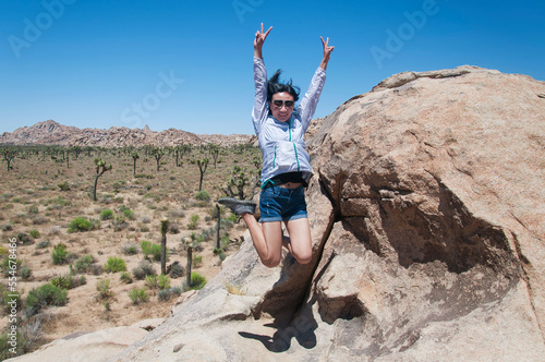 Wallpaper Mural chinese woman having fun in joshua tree national park Torontodigital.ca