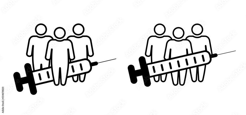 Vetor de Cartoon stickman, stick figure man and medical syringe and ...