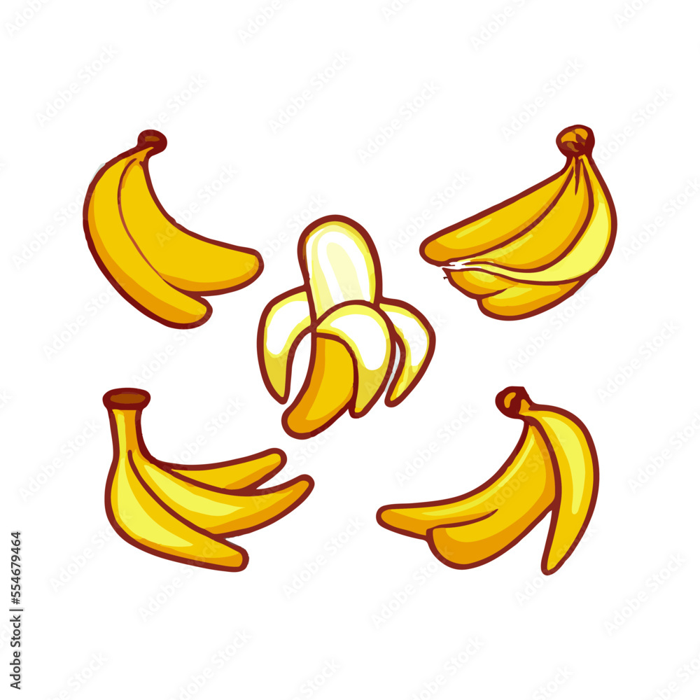 Banana Flat Design Fruit Icon. Banana icon set. Isolated vector illustration icons set. Tropical fruits. Banana Flat Design Fruit Icon. Banana icon set. Isolated vector illustration icons set. Tropical fruits.