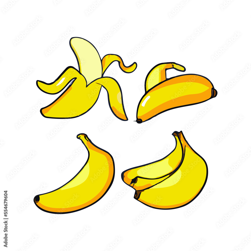 Banana Flat Design Fruit Icon. Banana icon set. Isolated vector illustration icons set. Tropical fruits. Banana Flat Design Fruit Icon. Banana icon set. Isolated vector illustration icons set. Tropical fruits.