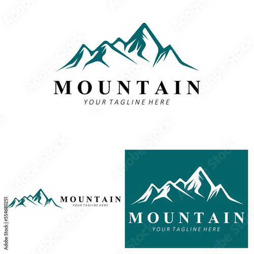 Mountain Logo Design, Vector Place For Nature Lovers Hiker photo