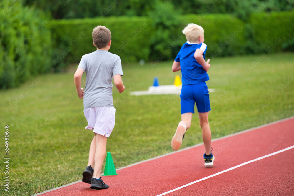 two people running on the track exercise, jogger, athletic, teenage