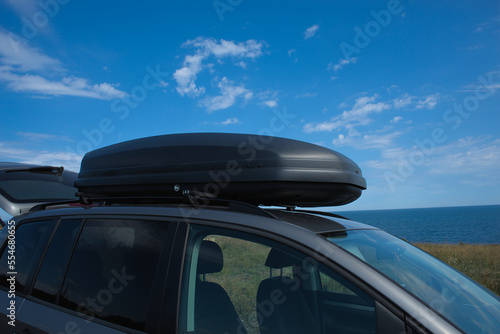 Car roof box. Box for transporting additional things on the roof of the car