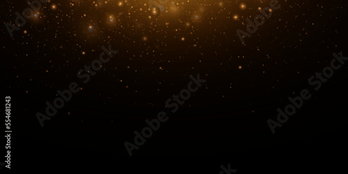 Christmas background. Magic shining gold dust. Fine, shiny dust bokeh particles fall off slightly. Fantastic shimmer effect. Vector illustrator.