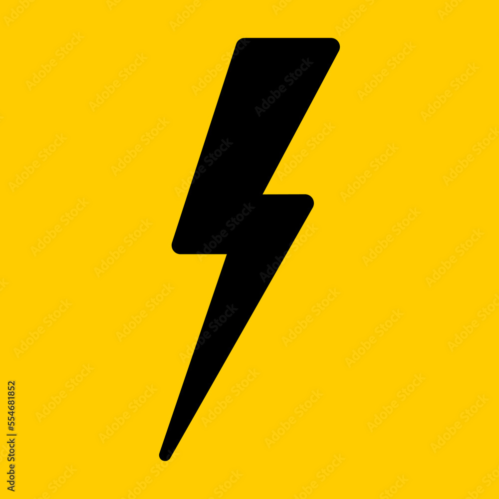 Black lightning on a yellow background. Vector illustration Black lightning on a yellow background. Vector illustration