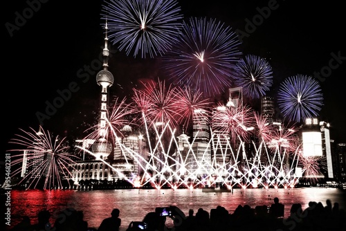 Canvas Print Shangai Feu d'artifice