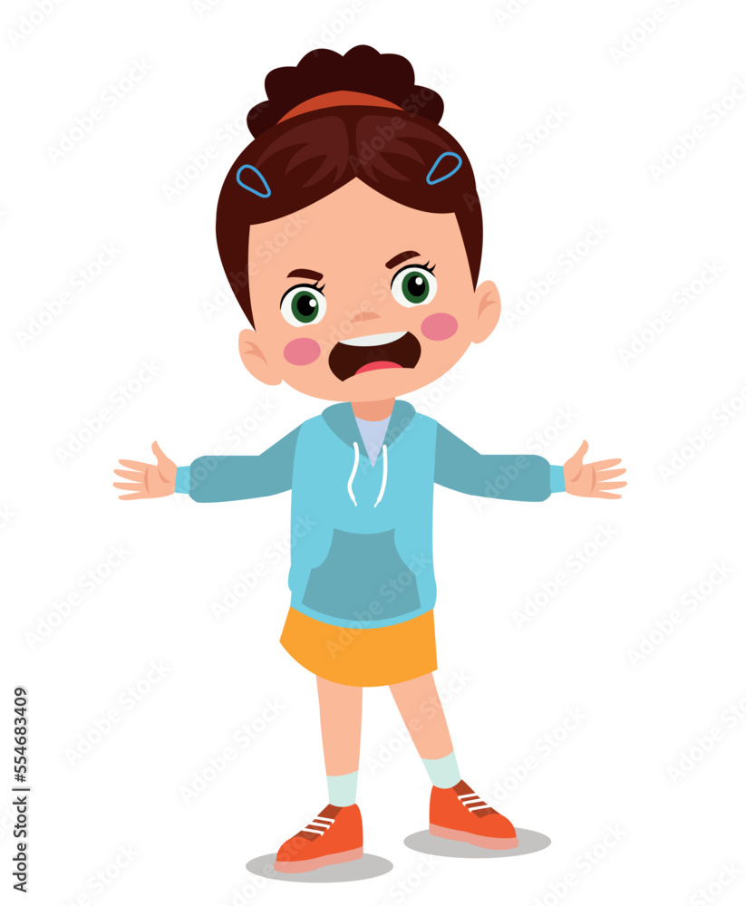 angry little boy vector illustration