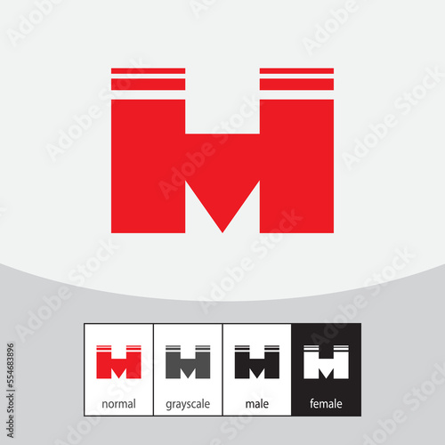 H and M Letter Logo. - Vector