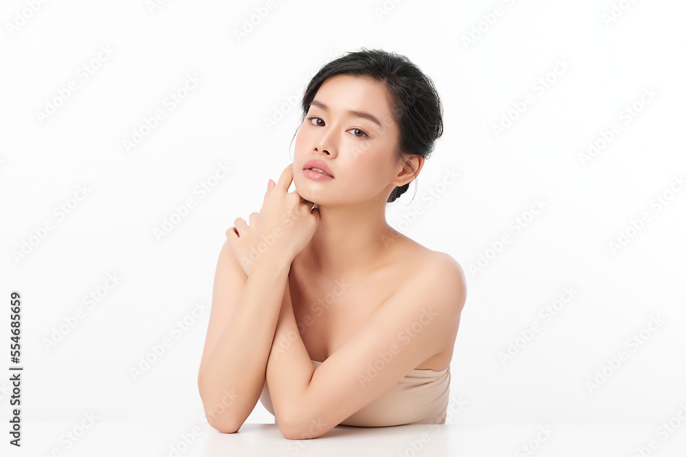 Beautiful young asian woman with clean fresh skin on white background, Face care, Facial treatment, Cosmetology, beauty and spa, Asian women portrait. Beautiful young asian woman with clean fresh skin on white background, Face care, Facial treatment, Cosmetology, beauty and spa, Asian women portrait.