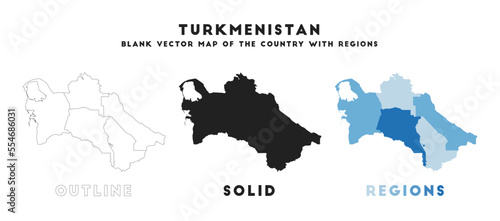 Turkmenistan map. Borders of Turkmenistan for your infographic. Vector country shape. Vector illustration.