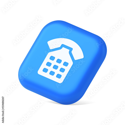 Phone call contact communication web button helpline hotline 3d realistic isometric icon