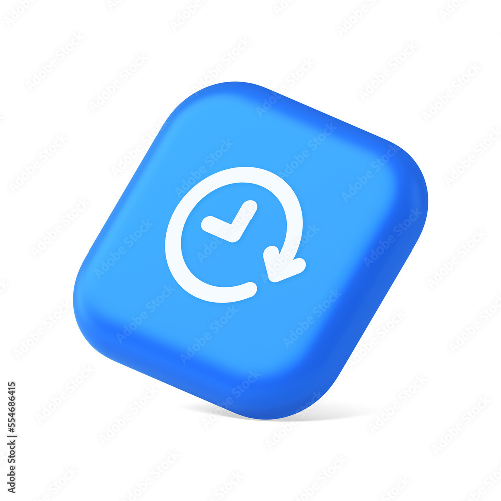 Clock in circle arrow button time countdown deadline chronometer 3d realistic isometric icon Clock in circle arrow button time countdown deadline chronometer 3d realistic isometric icon