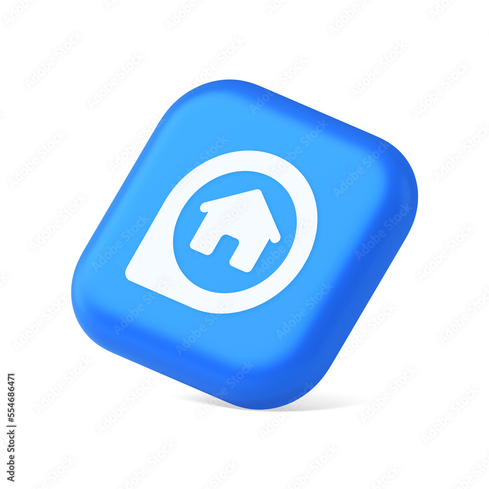 House in map pin GPS location distance searching button real estate agency app 3d isometric icon House in map pin GPS location distance searching button real estate agency app 3d isometric icon